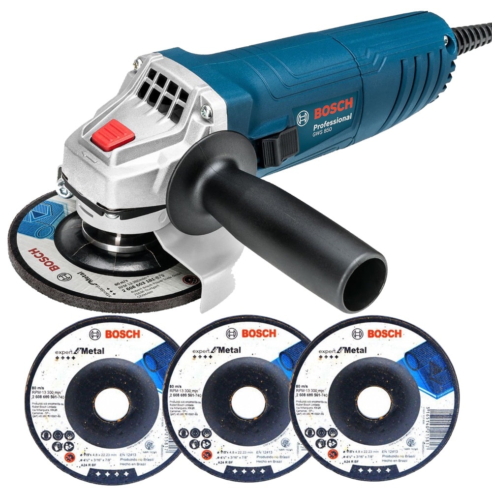 Imagem do Esmerilhadeira Angular Gws 850 Bosch 850w 4 1 2 Com 3 Discos