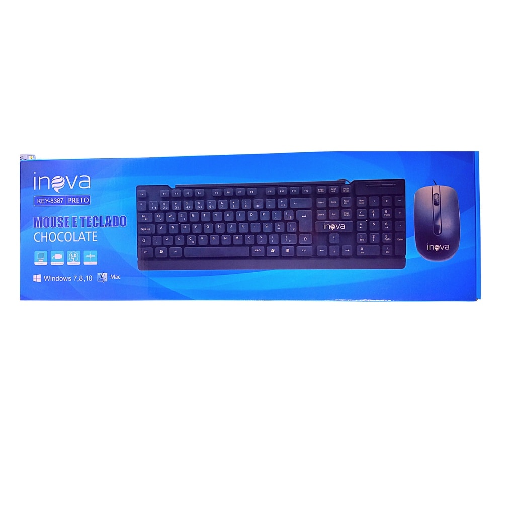 Imagem do Kit Teclado E Mouse C Fio Usb 1200dpi Key 8387 Inova Preto