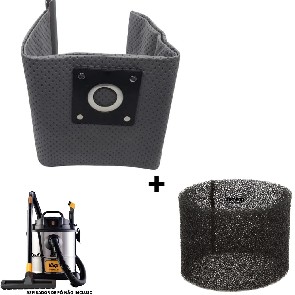 Imagem do Kit Filtro Pano Para Aspirador Wap Gtw Inox 20 Original