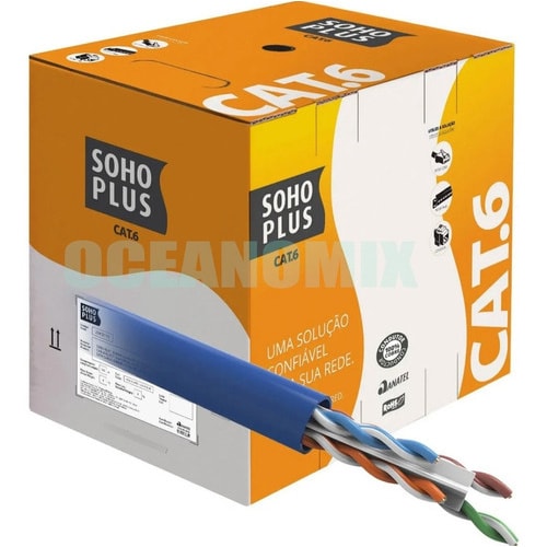 Imagem do Rolo 25mts Cabo De Rede Azul Utp Cat6 Furukawa Sohoplus 10 Rj45 Furukawa Sohoplus