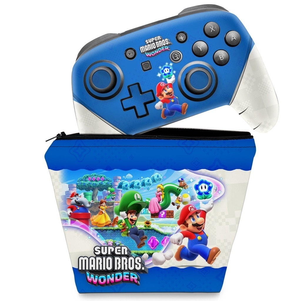 Imagem do Capa Case E Skin Nintendo Switch Pro Controle Super Mario Bros Wonder