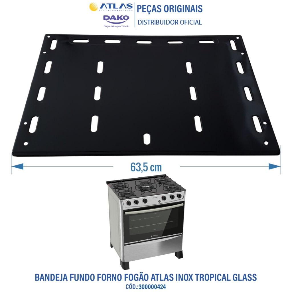 Imagem do Bandeja Do Fundo Do Forno Para Fogoes Atlas Inox Tropical Glass 5 Bocas