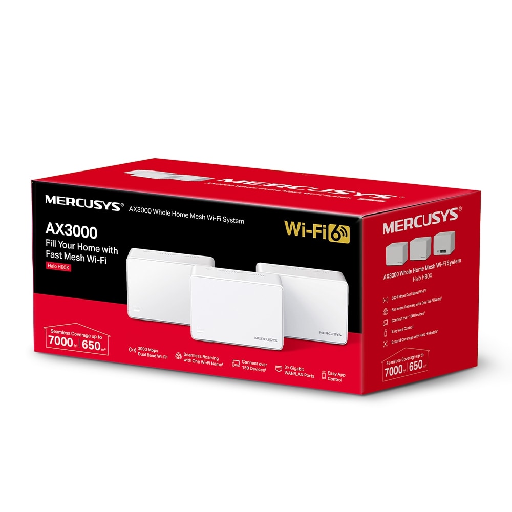 Imagem do Mercusys Roteador Wifi 6 Mesh Ax3000 Halo H80x Pack C 3