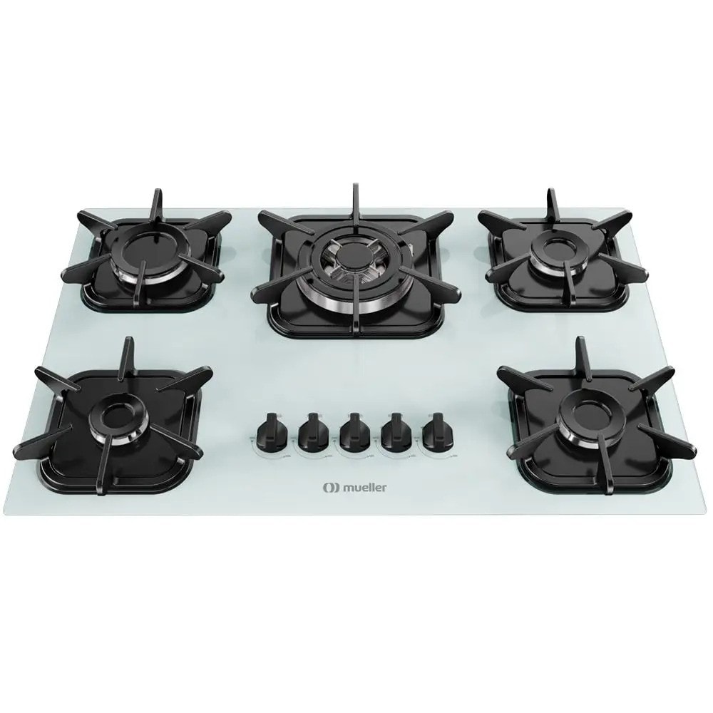 Imagem do Cooktop A Gas Mueller 5 Bocas Tripla Chama Branco G5