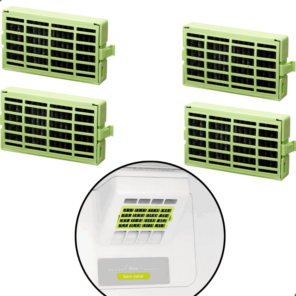 Imagem do Kit 4 Filtro De Ar Verde Desodorizar Consul Refrigerador Antibacteriano Bem Estar