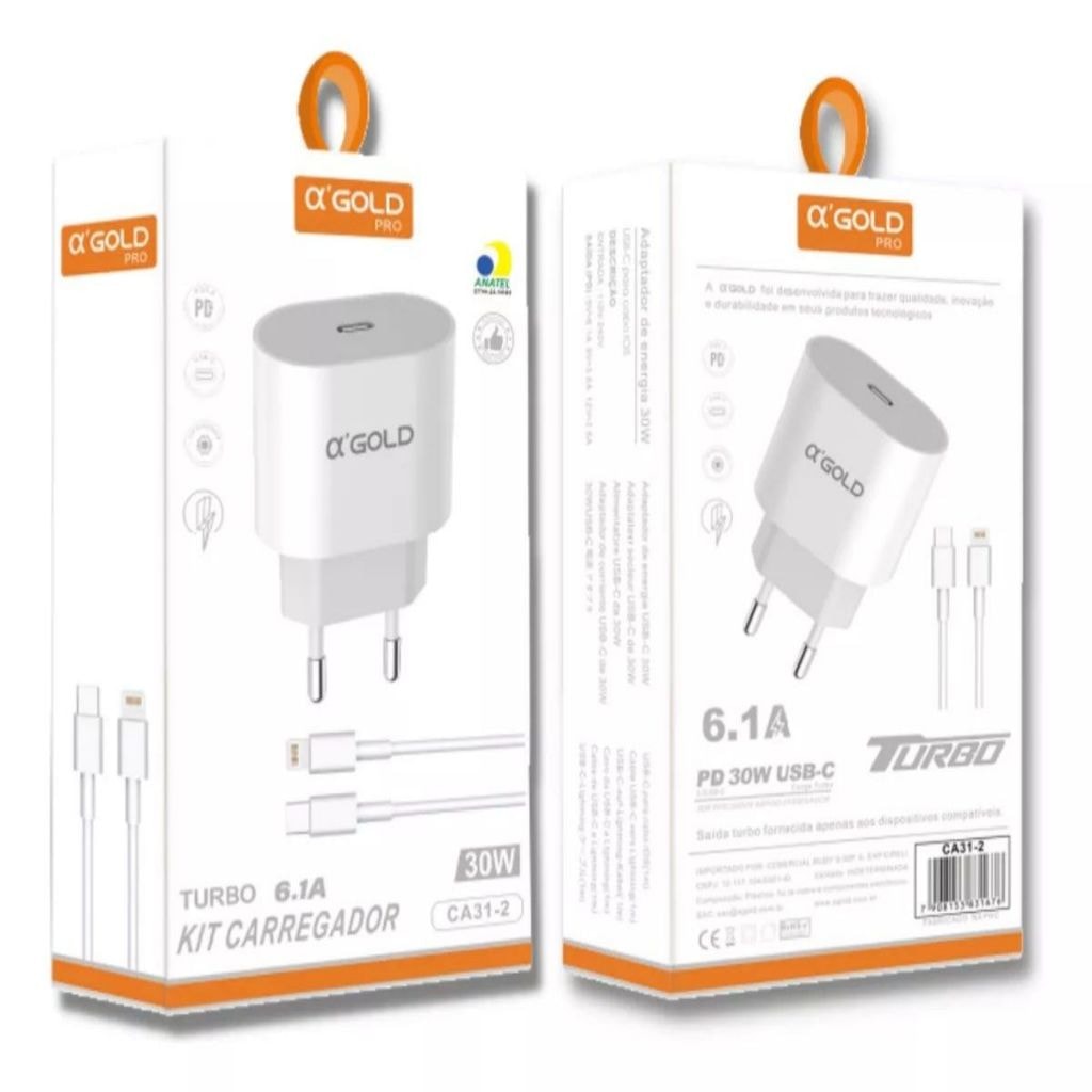 Imagem do Carregador Turbo 30w Para Iphone 8 X Xr 11 12 13 14 15 Promocao