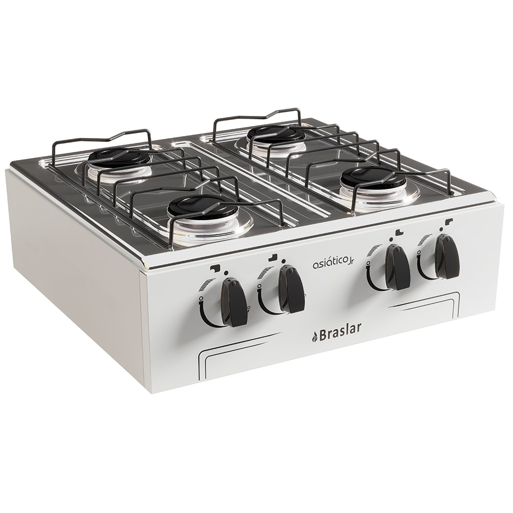 Imagem do Fogao De Mesa Braslar Asiatico Junior 4 Bocas Acendimento Manual Branco