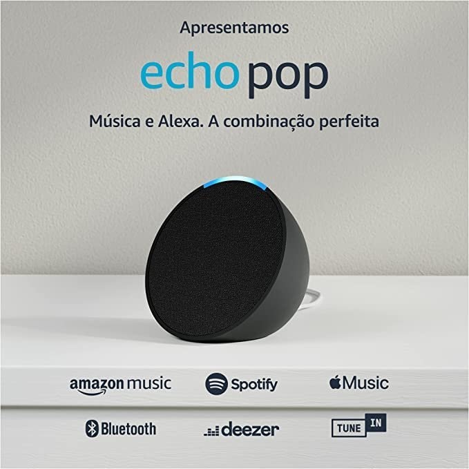 Imagem do Amazon Echo Pop Com Assistente Virtual Alexa
