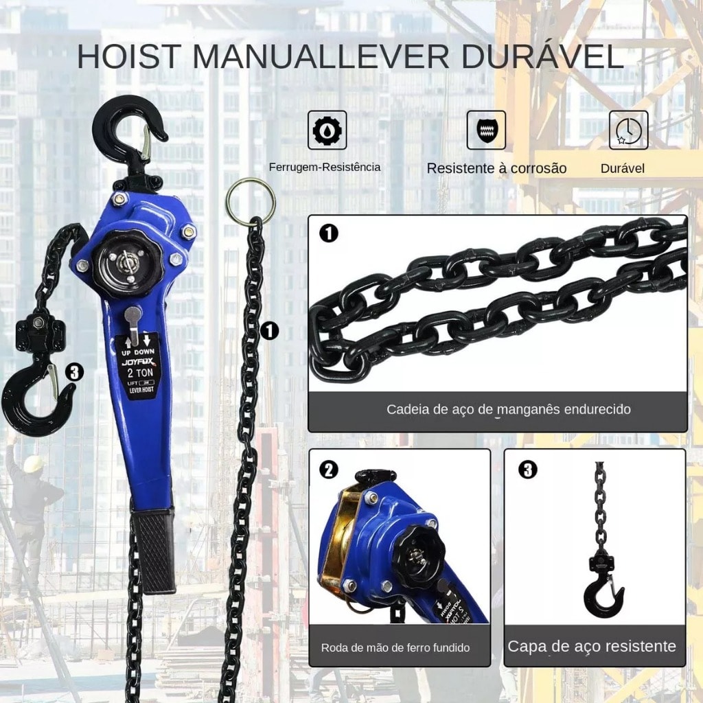 Imagem do Talha Manual Com Alavanca 2 Ton 3m Talha De Corrente Manual Catraca