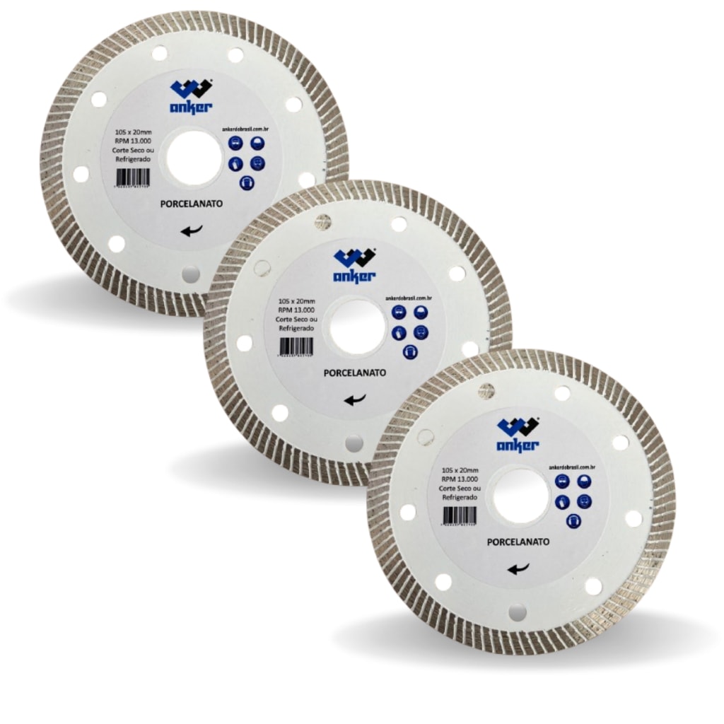 Imagem do Kit 3 Disco Diamantado 110 Turbo Ultra Fino Porcelanato