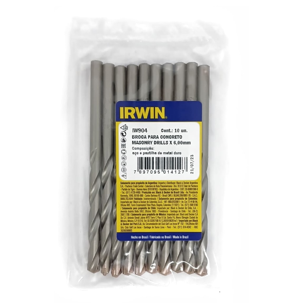 Imagem do 10 Broca Irwin Videa 6mm Concreto Iw904