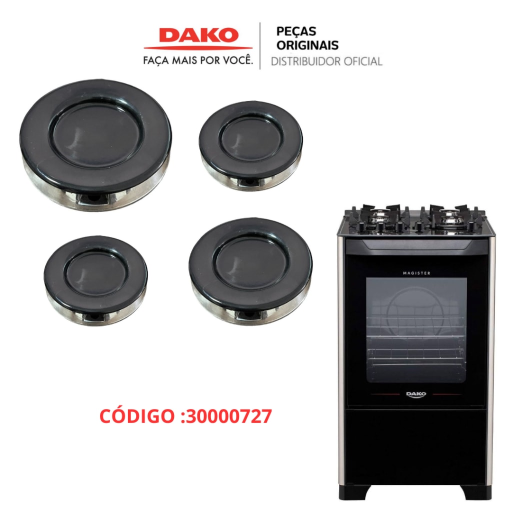 Imagem do Kit 4 Queimadores Espalhadores Originais Bocas Fogao Dako Supreme Glass