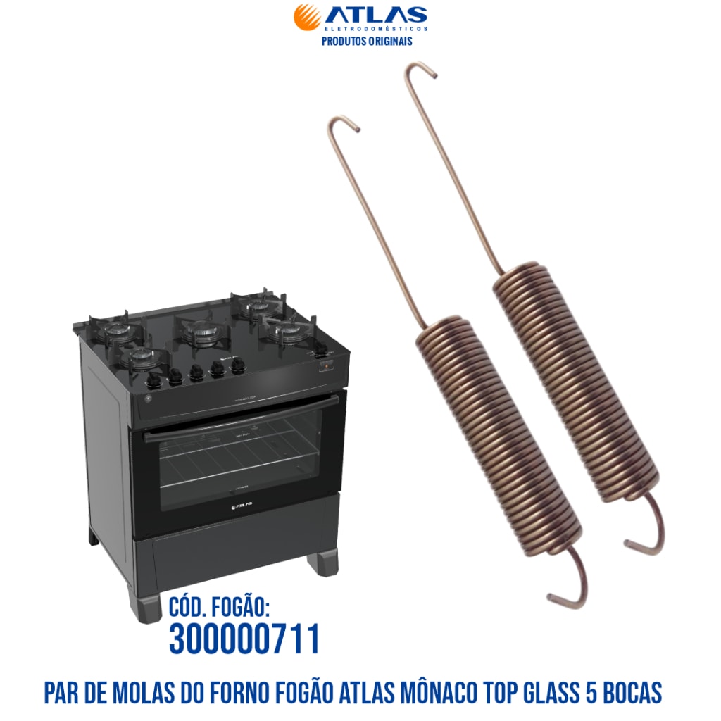 Imagem do Par De Molas Do Forno Fogao Atlas Monaco Top Glass 5 Bocas