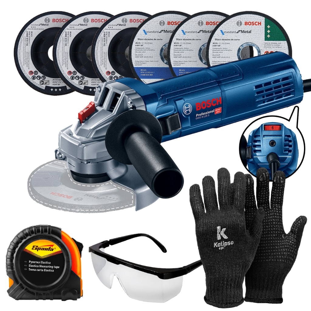 Imagem do Kit Esmerilhadeira Gws 9 125 S Bosch 900w Contr Velocidade