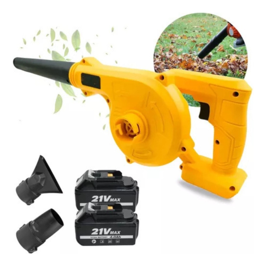 Imagem do Soprador Aspirador De Folhas Com 2 Baterias 21v Eletrico Cor Amarelo 110v 220v