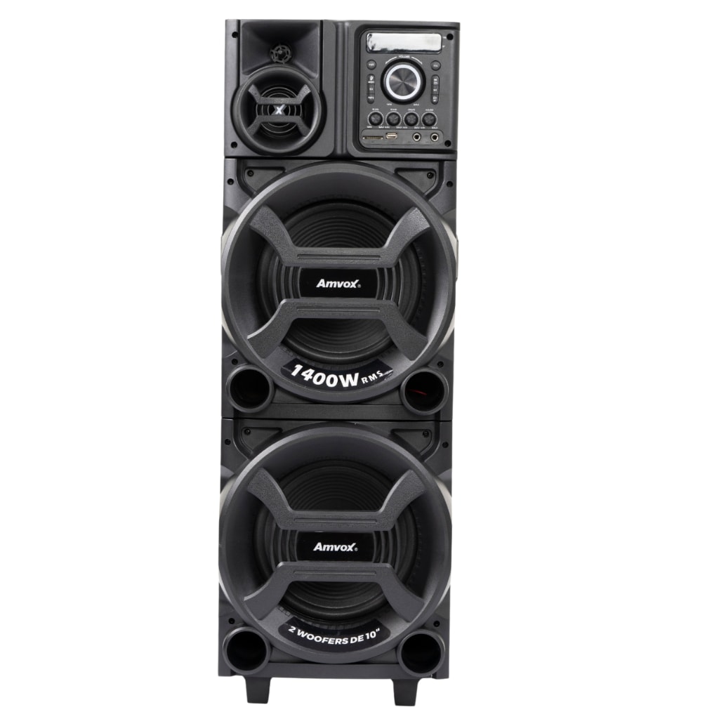Imagem do Caixa De Som Aca 1402 Titan Black 1400w Torre Amvox Duplo Woofer De 10 Led Tws Bivolt Bluetooth