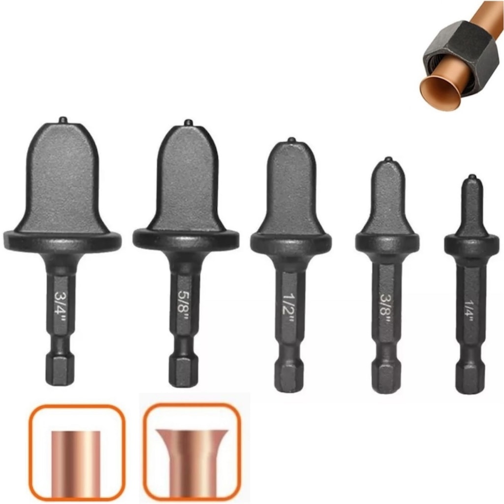 Imagem do Kit 5 Expansor Alargador Flangeador De Cano Tubo Cobre E Aluminio