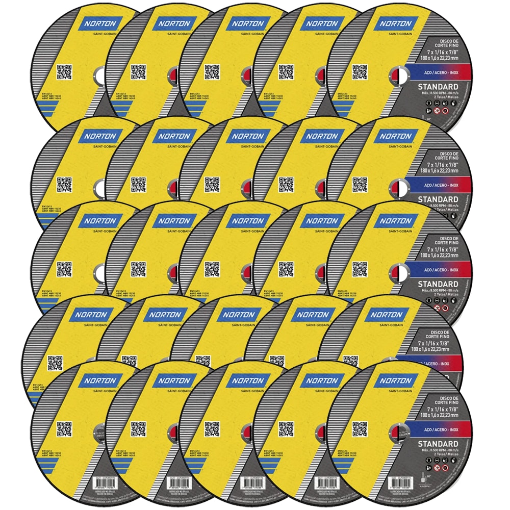 Imagem do Kit 25 Discos De Corte 7 X 1 6 Mm Standard Norton