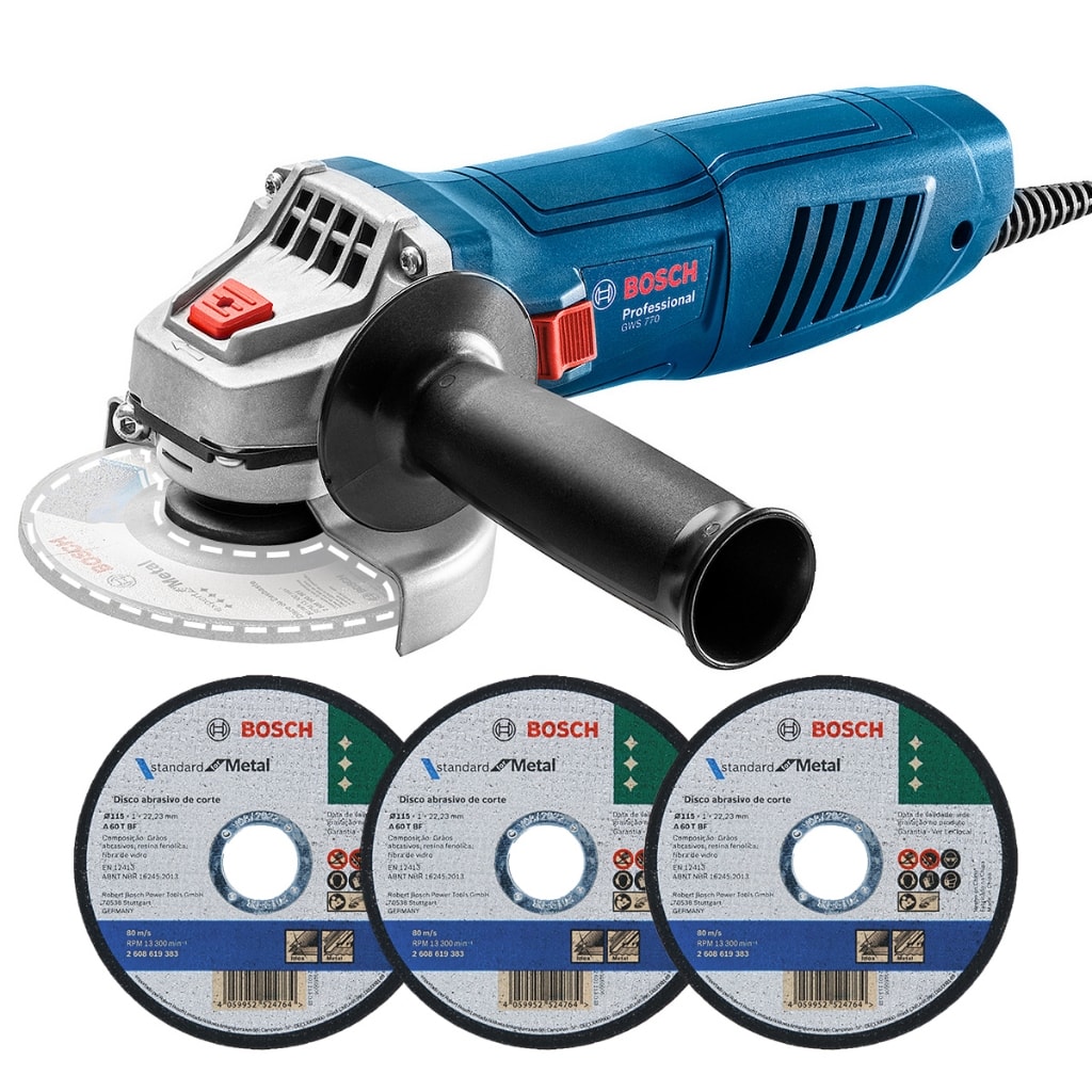 Imagem do Esmerilhadeira Gws 770 Bosch 770w Com 3 Discos