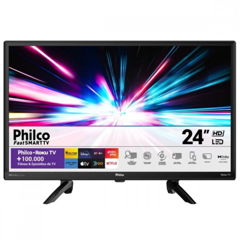 Imagem do Smart Tv 24 Philco Hd Led Roku Tv Dolby Audio Ptv24g5yr2cp