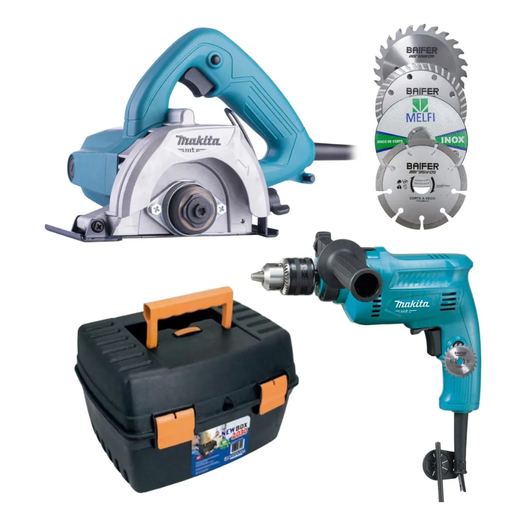 Imagem do Serra Marmore 1200w Furadeira 550w Makita Kit Profissional
