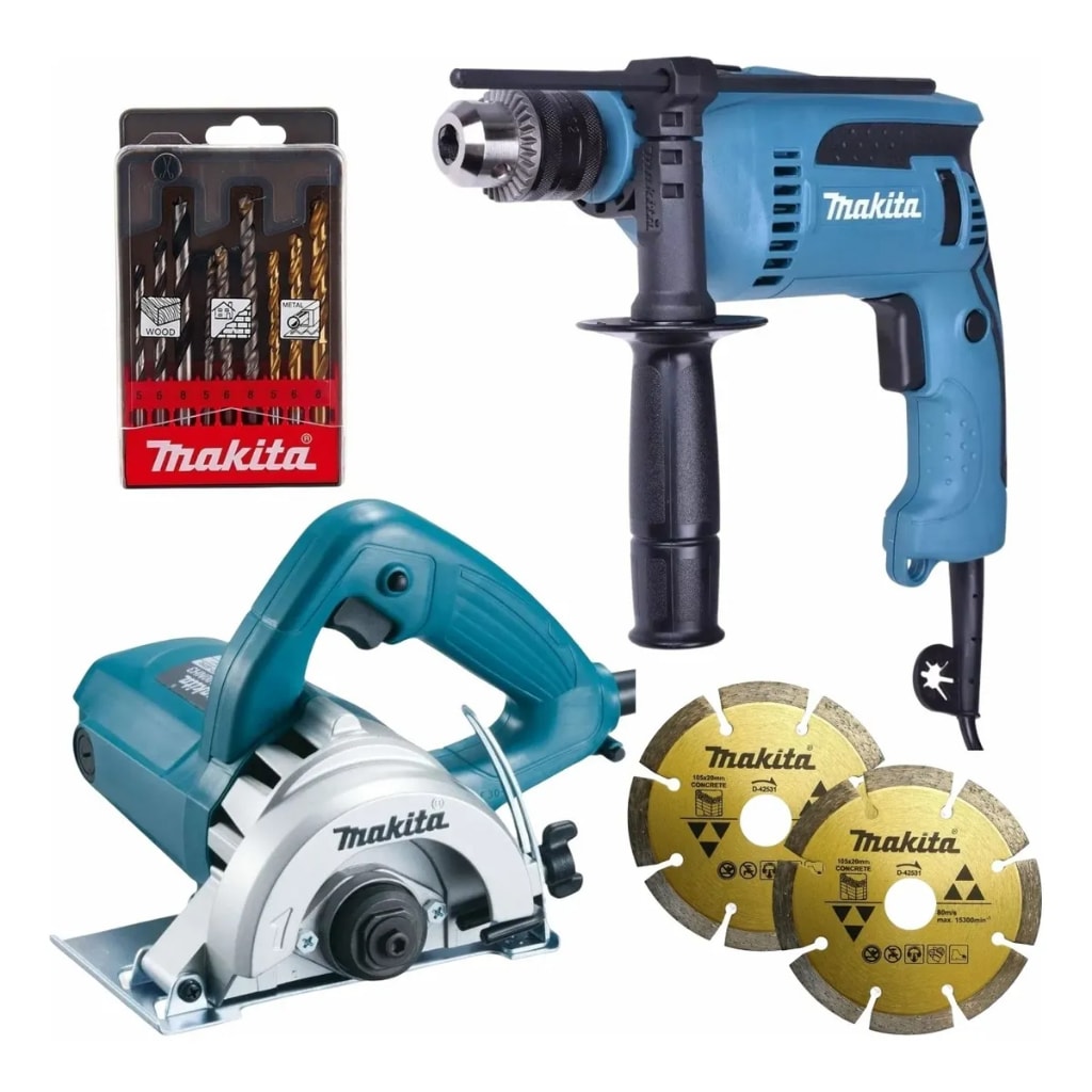 Imagem do Kit Profissional Serra Marmore 1300w Furadeira 760w Makita