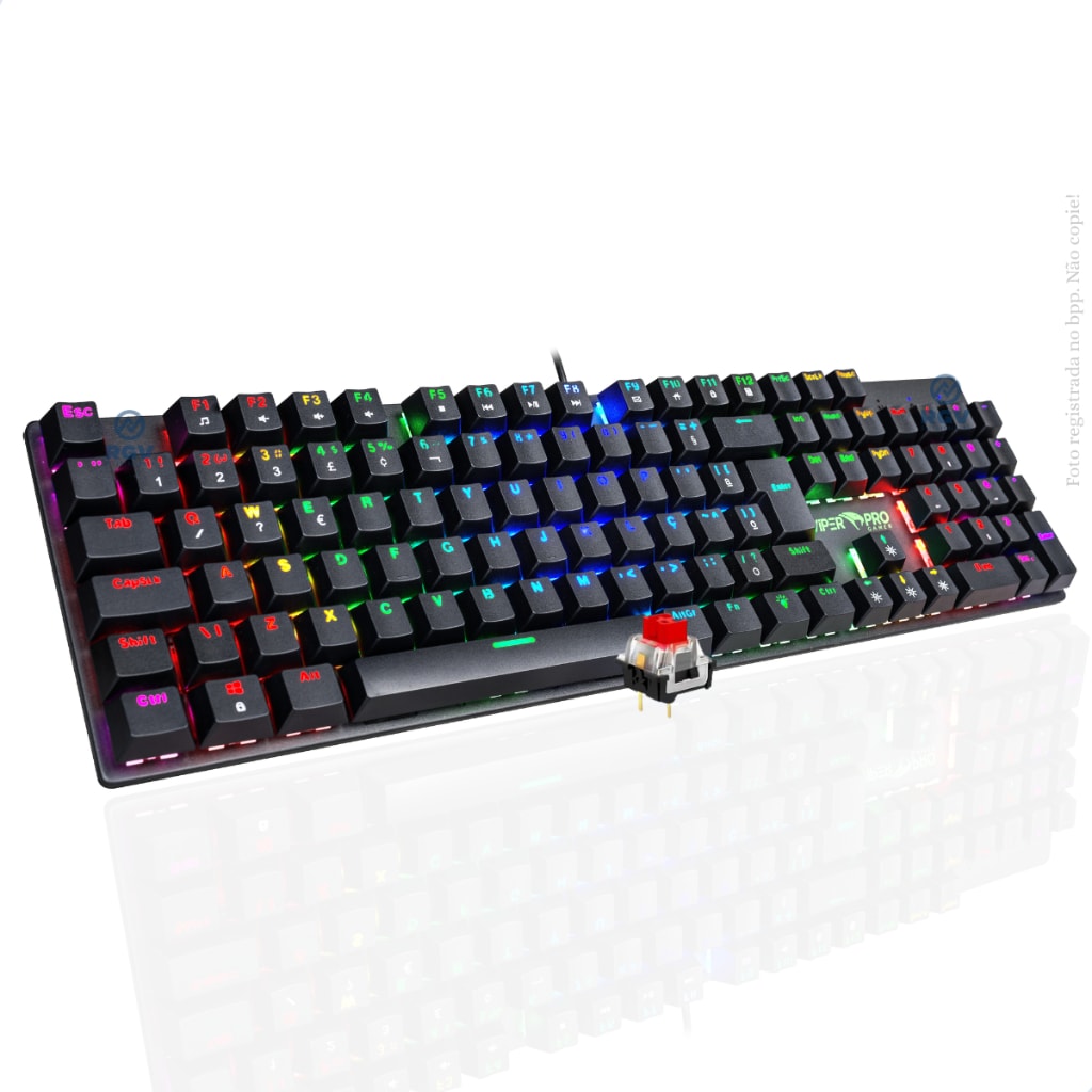 Imagem do Teclado Gamer Mecanico Vivensis Viper Pro Mamba Retroiluminado Switch Red Rgb Abnt2