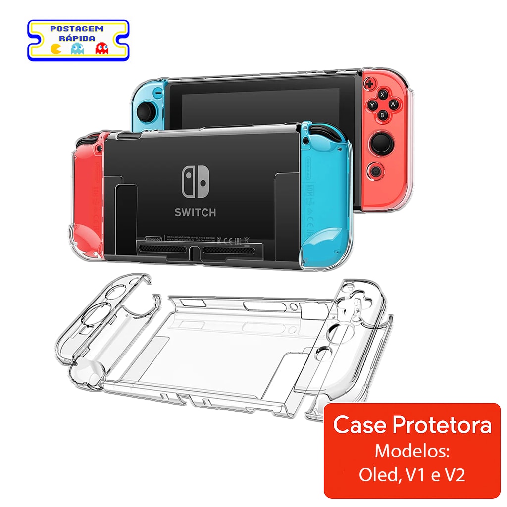 Imagem do Capa Transparente Nintendo Switch V1 V2 Oled Case Acrilico Antirrisco