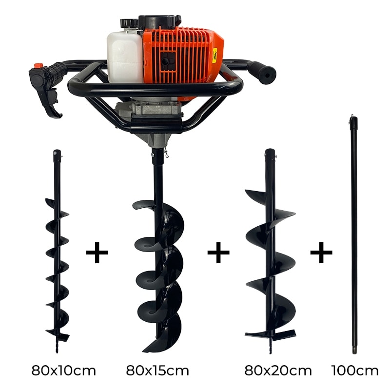Imagem do Perfurador De Solo A Gasolina 52cc 2 5hp Profissional Com Brocas E Extensor Carbon Fak