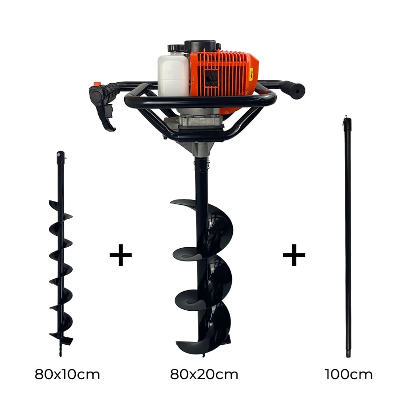 Imagem do Perfurador De Solo A Gasolina 52cc 2 5hp Profissional Com Brocas 80x10cm 80x20cm Extensao 1m Carbon Fak