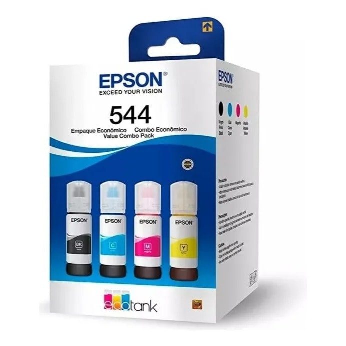 Imagem do Kit De 4 Tintas Epson Original T544 Para Impressoras Epson L3210 L3250 L3150 L3110 L5190 L1110 L3160