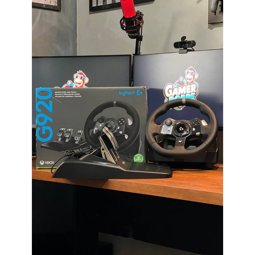 Imagem do Volante Logitech G920 Driving Force C Pedal Xone Xs Pc Simulador Completo Com Caixa Garantia Semi Novo