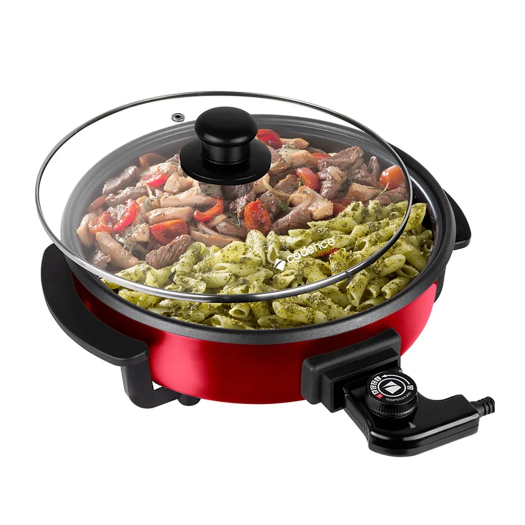 Imagem do Panela Eletrica Multifuncional 5 Temperaturas Rouge Pan610 127v 110v 1250w Vermelho Preto Cadence