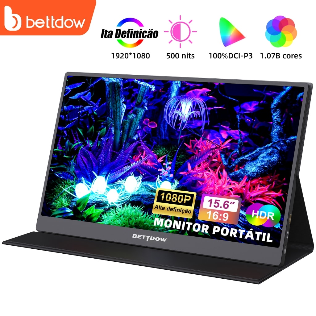 Imagem do Bettdow Monitor Portatil Para Laptop 15 6 1920 1080p 4k Fhd Ips Monitor Portatil Para Ipad Pc Mac Telefone Switch Ps4
