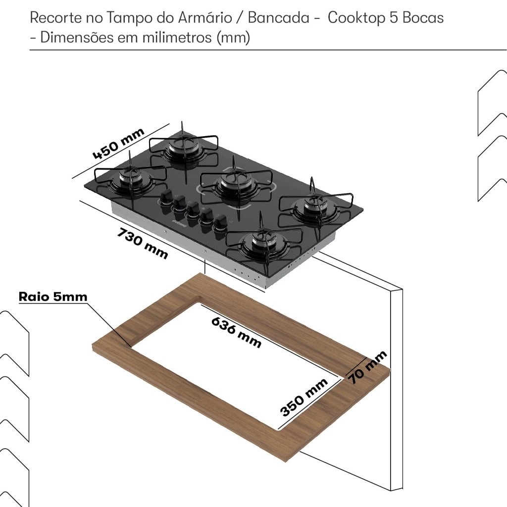 Imagem do Cooktop 5 Bocas Itatiaia Essencial Vidro Temperado Mesa Bivolt