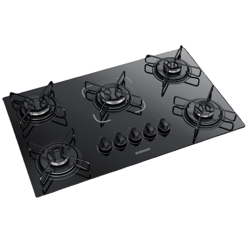 Imagem do Cooktop Itatiaia Essencial 4 Ou 5 Bocas Vidro Temperado E Grades Esmaltadas