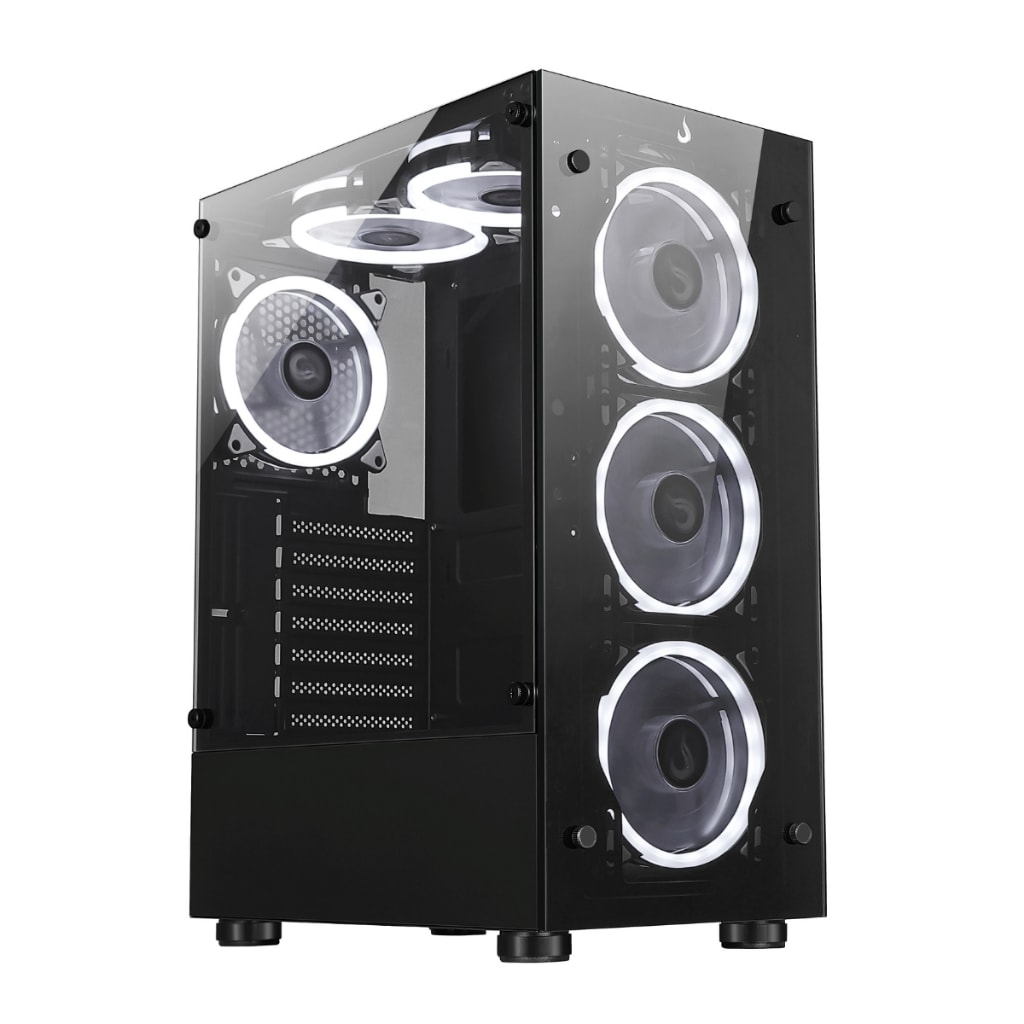 Imagem do Gabinete Pc Gamer Rise Mode Glass 06x Black Preto S Fan Vidro Temperado Atx