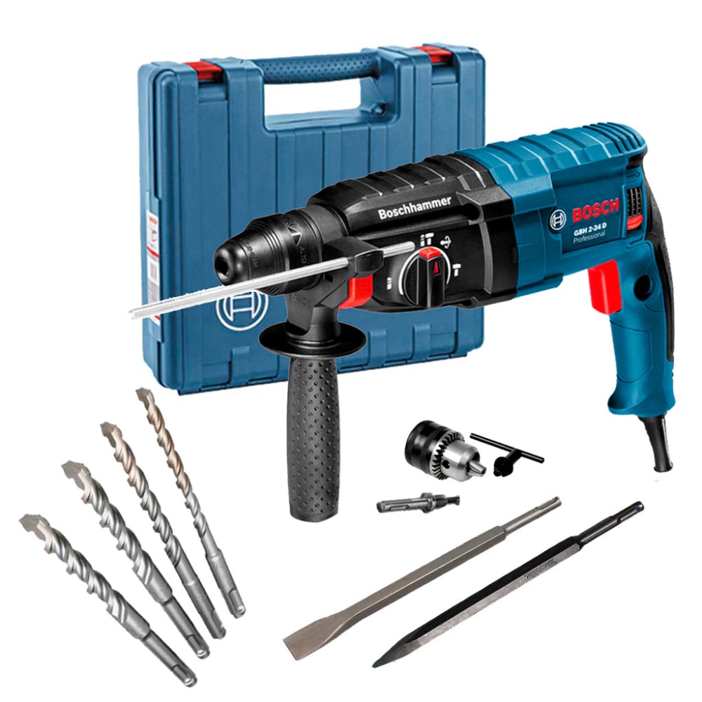 Imagem do Martelete Furadeira Impacto 820w Bosch Gbh 2 24d Kit Broca Mandril Sds Plus