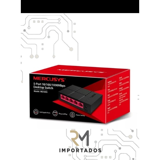 Imagem do Switch Mercusys Gigabit 10 100 1000mbps 8 Portas Ms108g