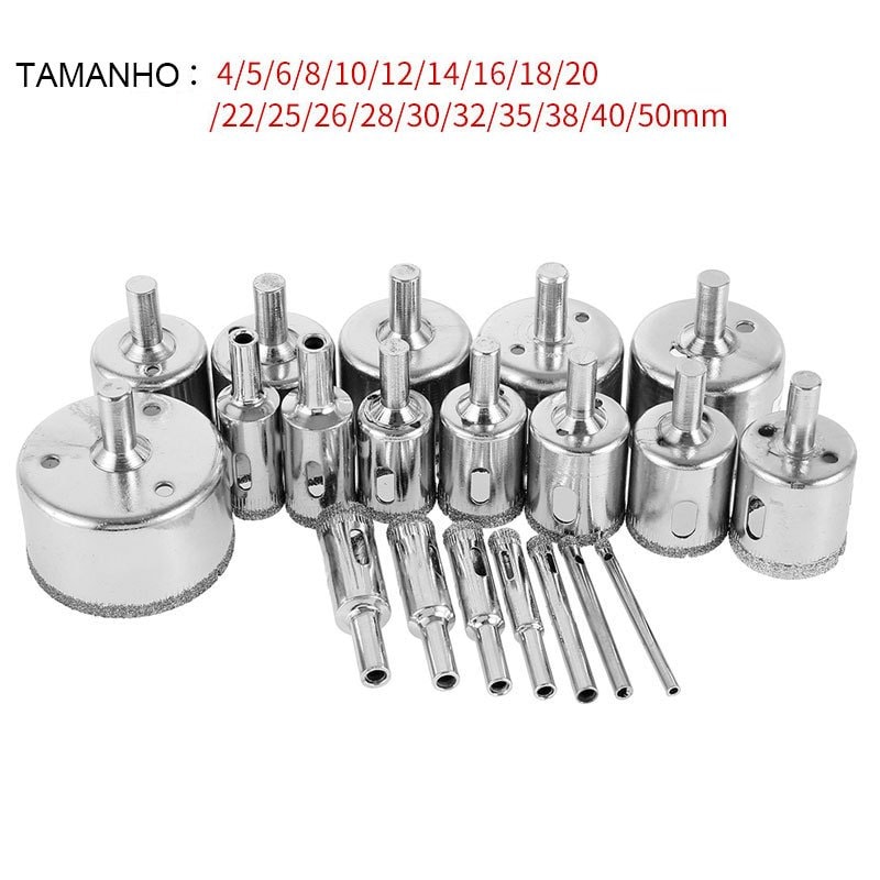 Imagem do Jogo 20 Brocas Diamantadas Serra Copo Furar Vidro Granito Ceramica 6 A 50 Mm Kit Ferramentas