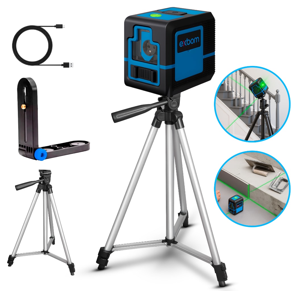 Imagem do Nivel A Laser Verde 2 Linhas Tripe Esquadro Suporte