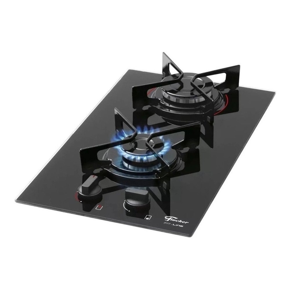 Imagem do Cooktop Fischer 2 Bocas Fit Line Gas Vidro Preto