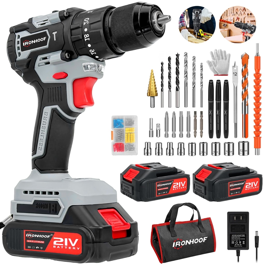 Imagem do Furadeira Parafusadeira Brushless 120nm Furadeira De Impacto Sem Fio Profissional 21v 2 Bateria