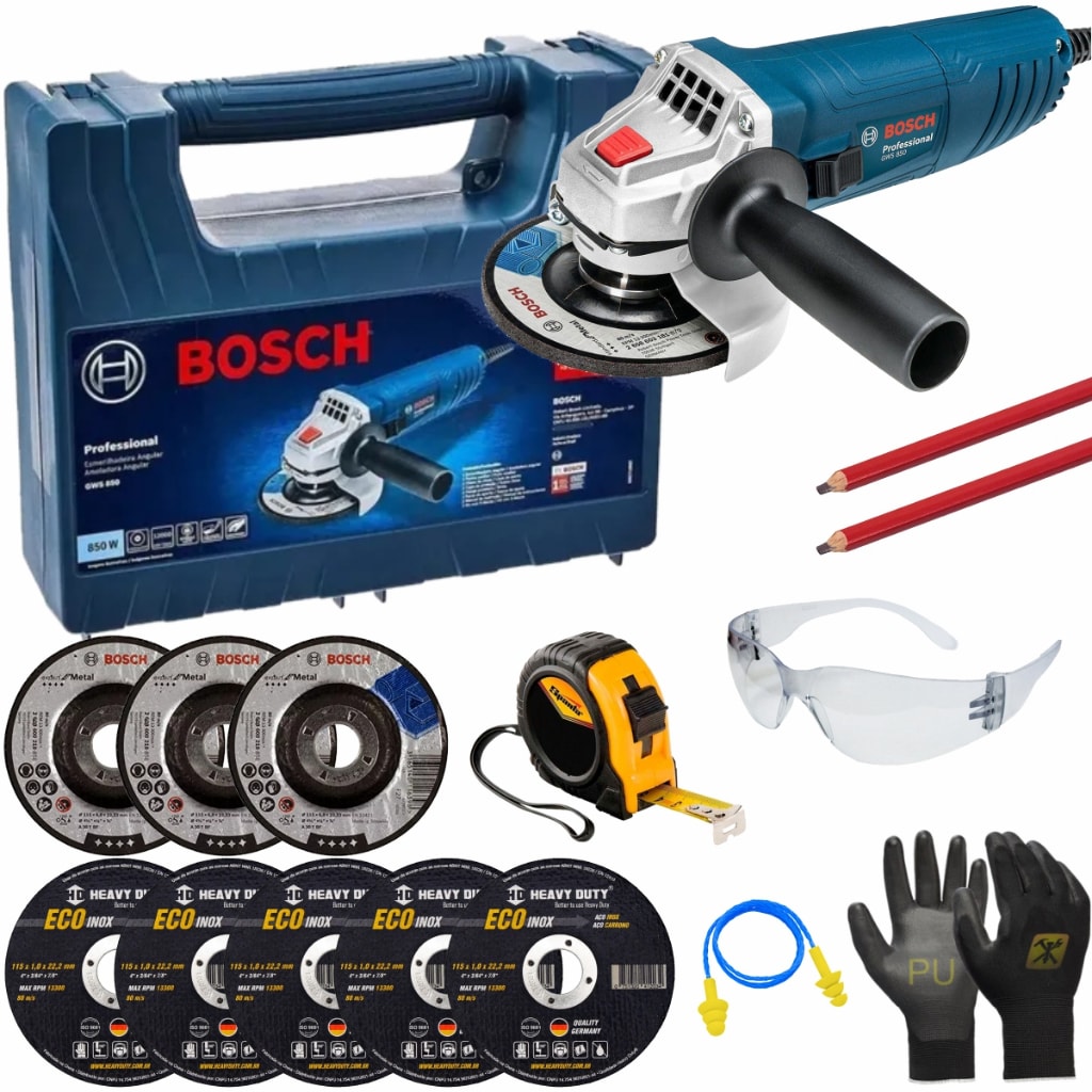 Imagem do Esmerilhadeira Lixadeira Gws 850 Bosch C Kit Maleta Discos