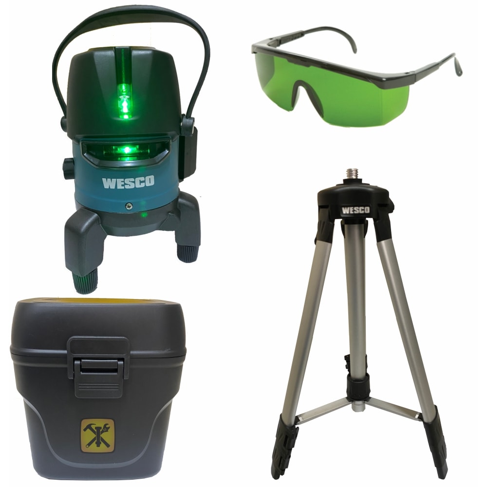 Imagem do Nivel Laser 5 Linhas Verde 360 Ws8911k Wesco Maleta E Tripe