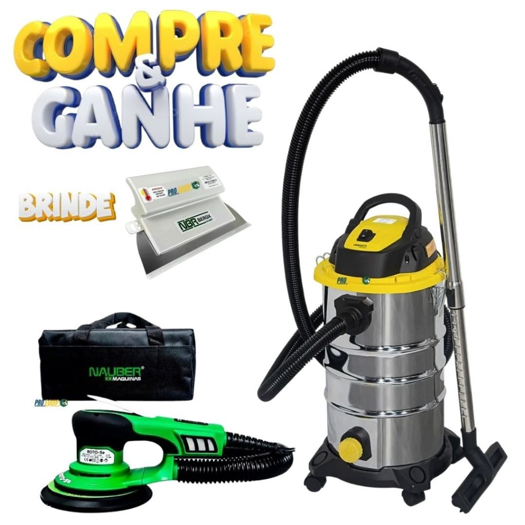 Imagem do Kit Lixadeira Nauber Roto 5e Aspirador Menegotti 220v Profissional