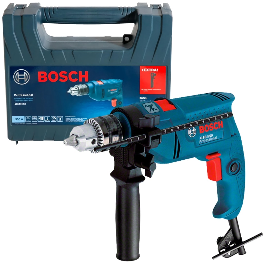 Imagem do Furadeira Impacto Bosch 13mm 550w Maleta Gsb 550 Re Cor Azul