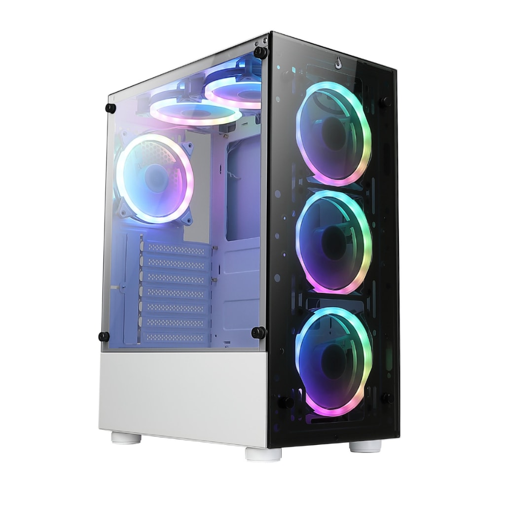 Imagem do Gabinete Gamer Atx Rise Mode Glass 06x White 6 Fans Argb