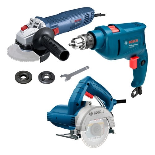 Imagem do Kit Bosch 220v Serra Marmore Gdc 150 Furadeira Impacto Gsb 450 Re Esmerilhadeira Angular Gws 700