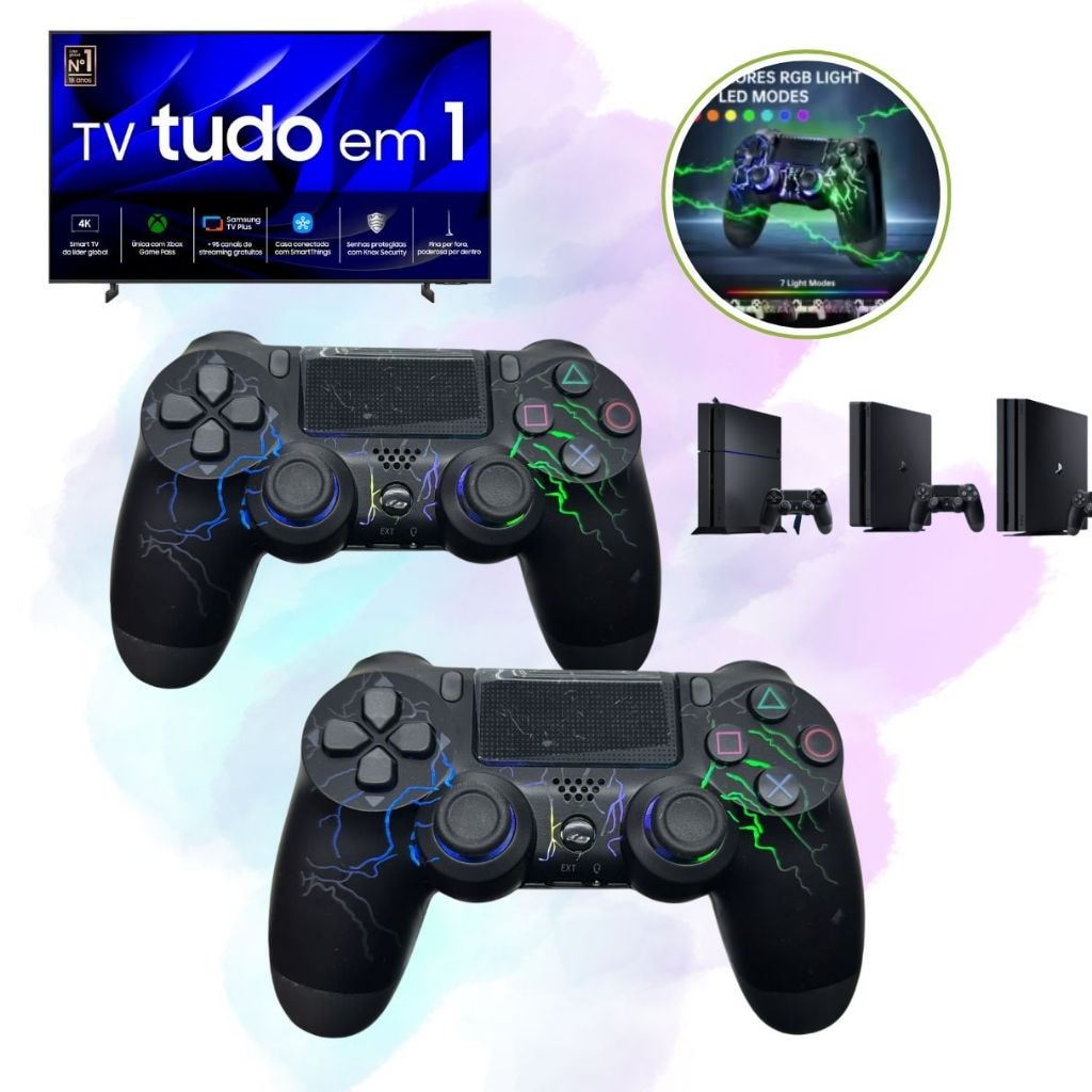 Imagem do Kit 2 Controles Para Tv Samsung Gaming Hub Game Pass Xbox Pc P4 Lancamento